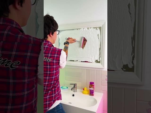 Mirror Magic: Heartfelt Laughter on a Dirty Surface! 