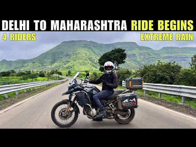 Monsoon Maharashtra 4000 KMS Ride Begins In Extreme Rains | 4 Riders | EP-01 Delhi To Indore |