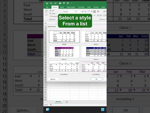 Autoformat Table in Excel‼️ #Excel #exceltips #exceltricks #GSHEET #msoffice #msword #accounting