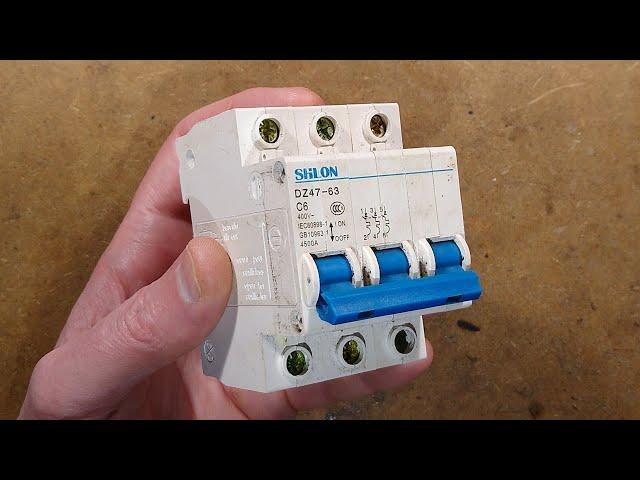 Inside a fake un-trippable circuit breaker.