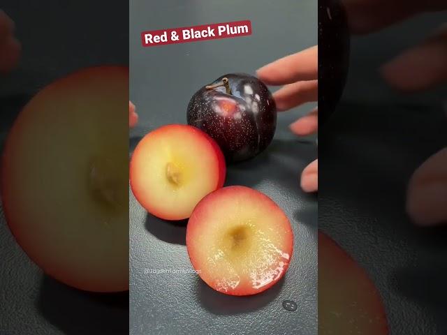 How to cut PLUM : Red and Black Plums  #shorts #fruitcutting #satisfying #fruit