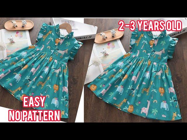 Easy pattern to make kids dress// diy dress 2-3 years old//no pattern//sewing