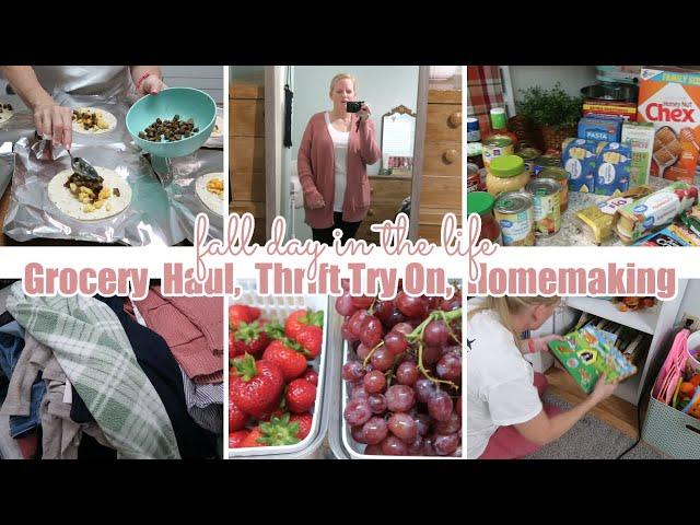 THRIFT TRY-ON HAUL, GROCERY HAUL AND MEAL PLAN, HOMEMAKING MOTIVATION / FALL DAY AT HOME