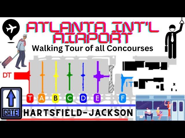 HARTSFIELD-JACKSON ATLANTA INT'L AIRPORT (ATL) FULL WALKING TOUR BETWEEN ALL THE GATES T TO F. EP#5