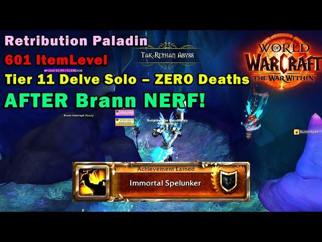 WoW TWW: Ret Paladin SOLO Tier 11 Delve POST BRANN NERF (NO DEATHS) | Tak-Rethan Abyss