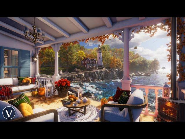 Autumn Coastal Cottage | Day & Sunset Ambience | Firepit, Ocean Waves & Seagull Sounds