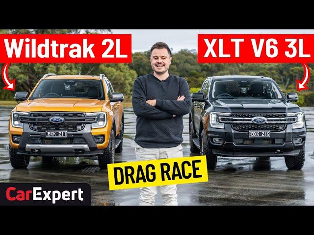 Ford Ranger V6 v 4cyl Dragparison: Drag race, sound test & 0-100!