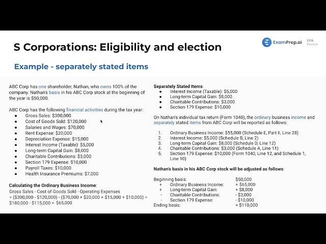 Example of Separately Stated Items [CPA Prep]