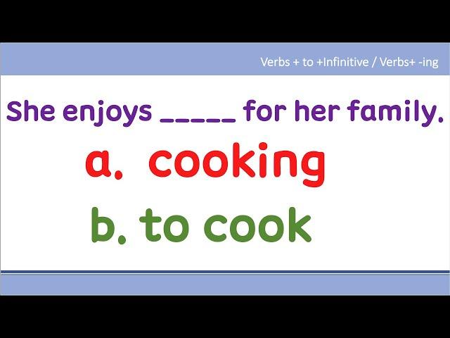 Verbs +to infinitive/ Verbs +-ing  I English Grammar Test A1