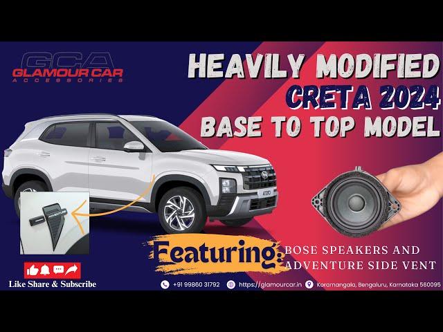 CRETA 2024 BASE TO BEAST | MODIFIED WITH BOSE CENTER SPEAKER, ADVENTURE SIDE VENT IN BANGALORE