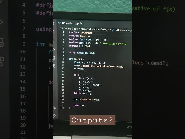 Newton Raphson Method, Output? 