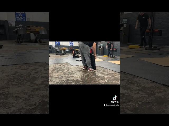 Satisfying Garage Floor Tile Installation | Garage Flooring By Garage Style Ltd | Mechanic Workshop
