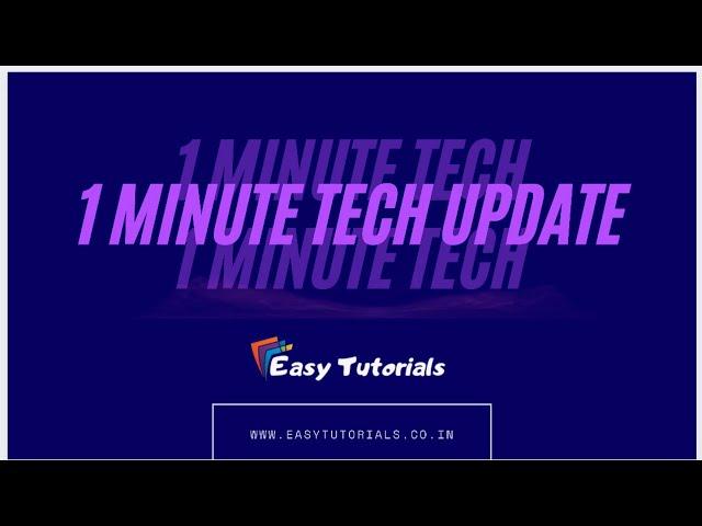 1 Minute Tech Update - 12 Nov 2020