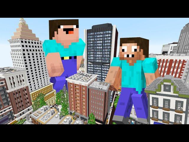 ГИГАНТЫ НУБ И ПРО РАЗРУШАЮТ ГОРОД В МАЙНКРАФТ ! НУБИК И ТРОЛЛИНГ ЛОВУШКА MINECRAFT Дак Плей