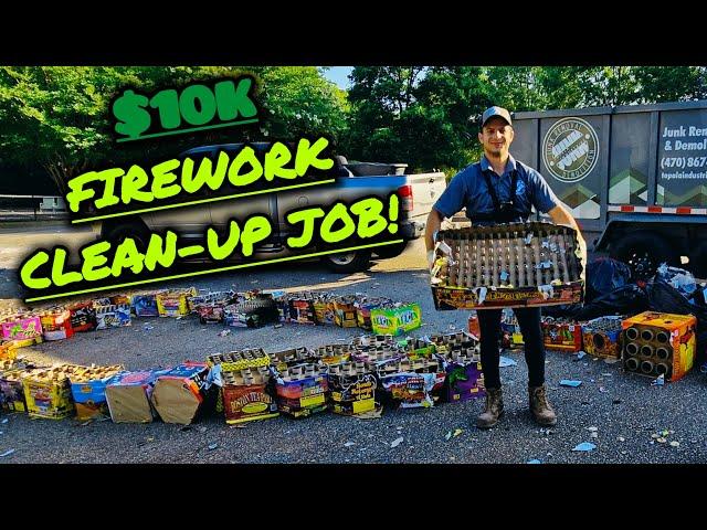 I Got Hired To Clean Up Fireworks After A BIG 4th Of July Party! | Junk Removal Business