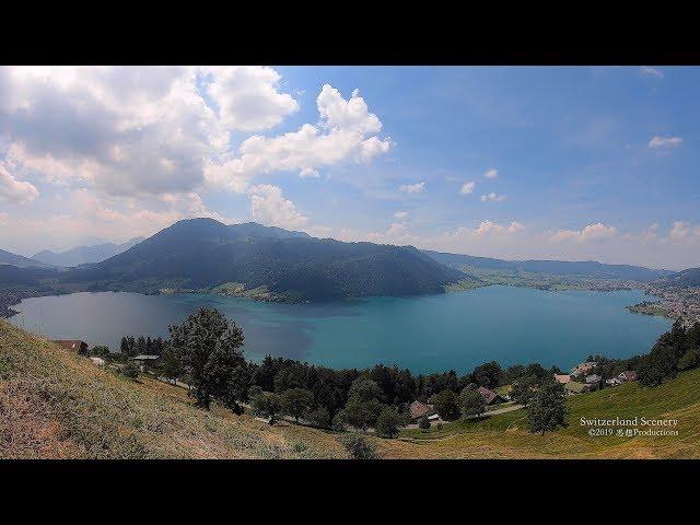 4K  Lake Aegerisee summer Zug SWITZERLAND アルプス山脈