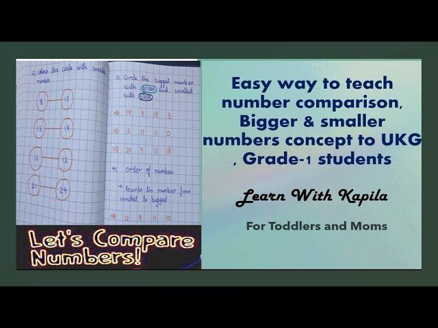 Teach Bigger and smaller numbers concept to children. Number comparison worksheets for UKG & Grade-1