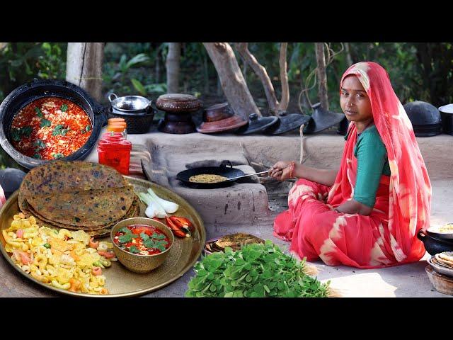 Methi Thepla & Dahi Fry | Breakfast | Winter Food | Beautiful Winter Morning In Village