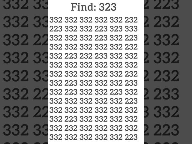 True IQ test : Spot 323 in under 10 sec. #iq #riddle #iqtest #gkquiz #puzzlesolving #puzzletime #10k