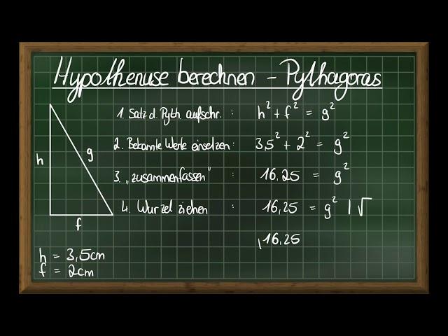 3. Hypothenuse berechnen mit Pythagoras