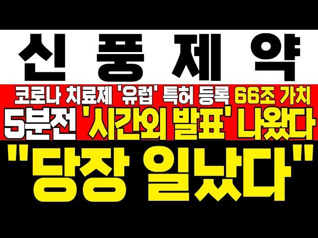 [신풍제약 주가 전망] *5분전 시간외 발표* 피라맥스 유럽에서 특허 등록 완료! 66조 경제적 가치에 유럽인들 놀랐다! 내일이 마지막 기회! !대응필수 !완벽분석