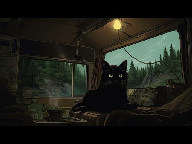 chill in campervan  chill lofi beats for relax, sleep, works - Autumn rainy season