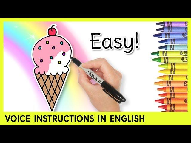 How to Draw an ICE CREAM CONE! Easy Drawing Tutorial for Kids