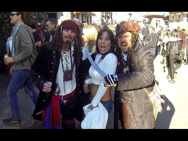 Farm Girl meets some pirates During Mardi Gras 2016 at Lafitte's Blacksmith Shop on Bourbon street