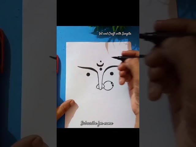 Durga maa face#very easy#brush pen#art and Craft with Sangita#viralshorts