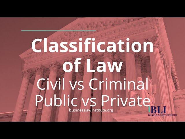 Classification of Law - Criminal vs Civil Law and Public vs Private Law