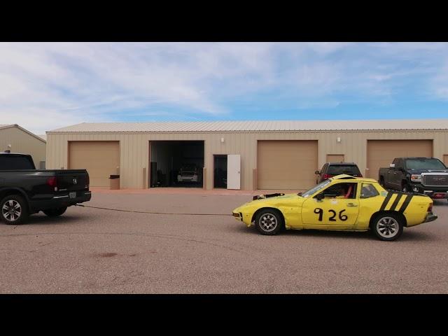 Diesel Porsche 924 tow-start attempt at Arizona 24 Hours of Lemons race.