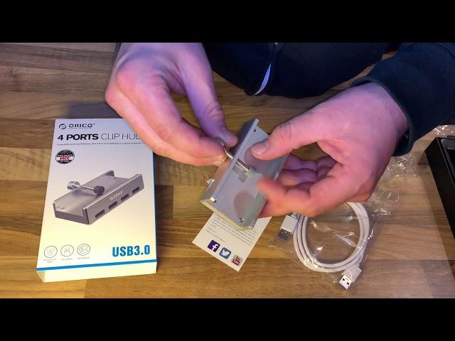 ORICO USB 3.0 Hub 4 Port USB3.0 Clip-Type Aluminum Alloy Portable unboxing and instructions