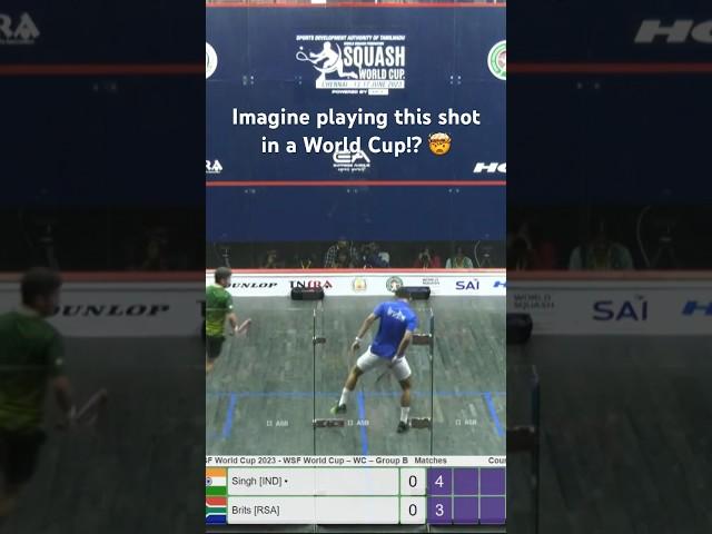 Incredible between-the-legs shot IN A WORLD CUP!? #squash #india #abhaysingh