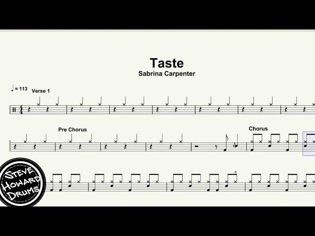 Sabrina Carpenter - Taste -  Drum Play Along With Sheet Music