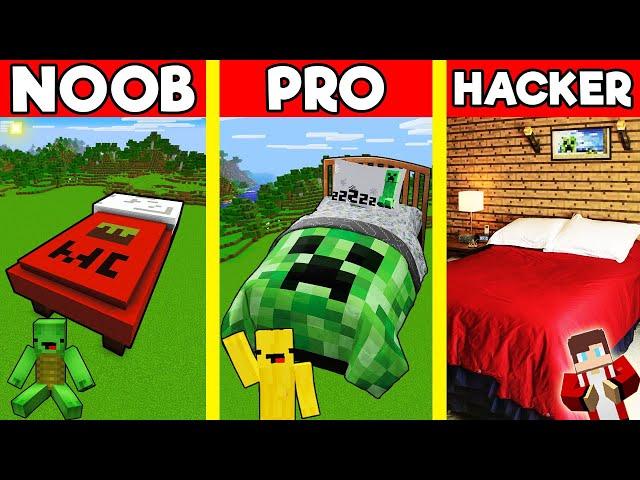 MINECRAFT BED Build Battle In Minecraft - NOOB VS PRO CHALLENGE - Maizen Mizen Mazien Parody