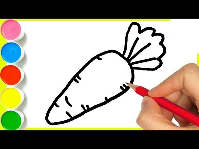 Drawing picture | How to draw a carrot | Simple and easy carrot Drawing | Step by step carrot Drawin