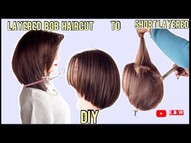 #23🟡 DIY ️How To Cut Short Layers Bob / Carré dégradé court