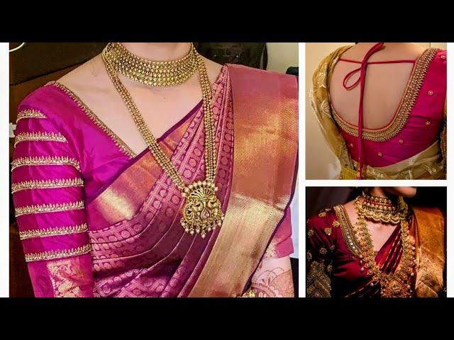 Bridal Heavy  Ari work Blouse Designs Maggam Work Blouse Design /  Aariwork sleeves design #aariwork