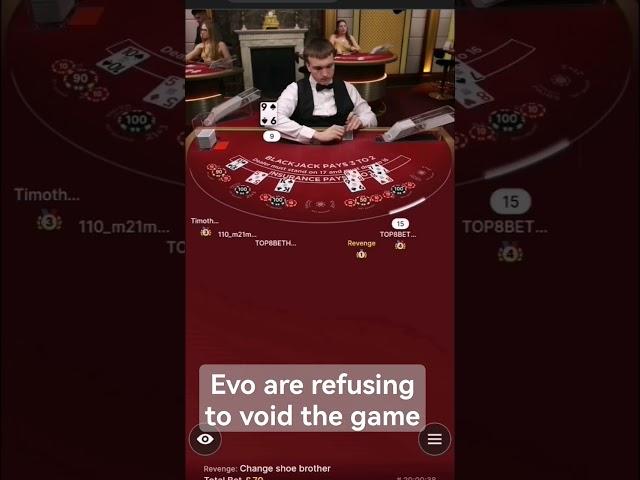Evolution BJ screw up and don't refund #fixed #blackjack #evolution #gambling #casinogame #casino