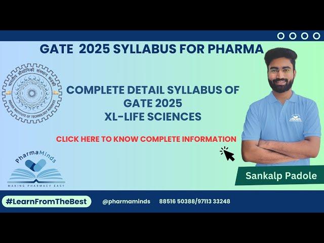 GATE 2025  SYLLABUS -XL FOR  PHARMA CANDIDATE | PHARMAMINDS