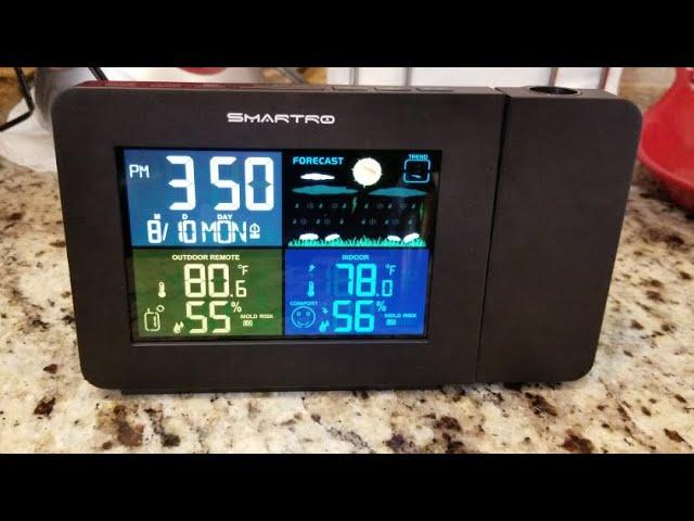 SMARTRO SC91 Projection Alarm Clock With Weather Station Temperature Humidity Hygrometer