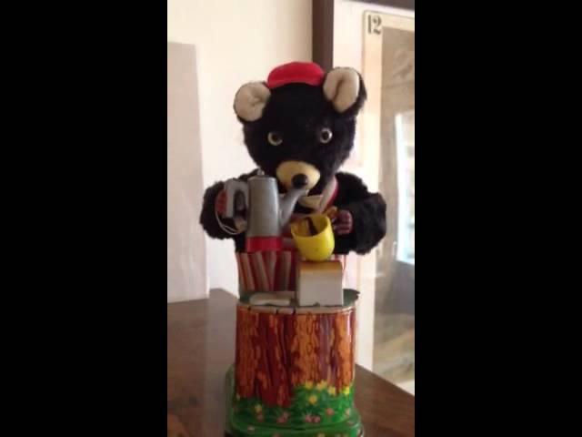Coffee drinking bear