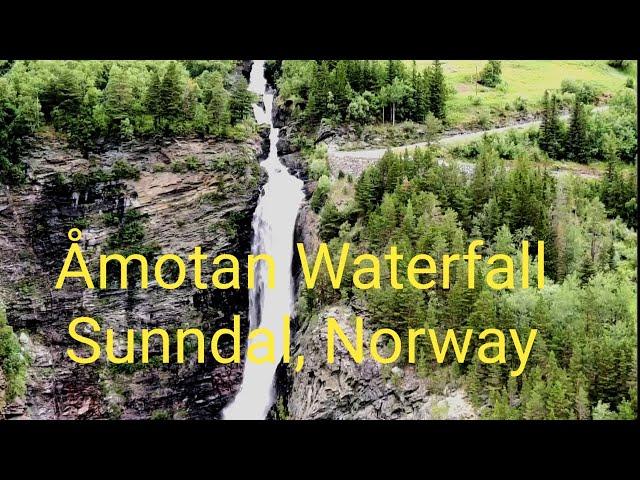 Åmotan waterfall, Sunndal Norway (with aerial view)