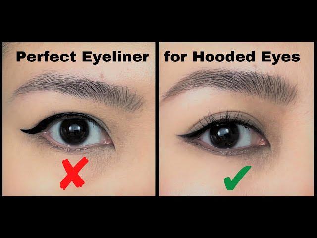 How to: PERFECT WINGED EYELINER for Hooded Eyes (Beginner Friendly) - Soft and Thin Winged Liner