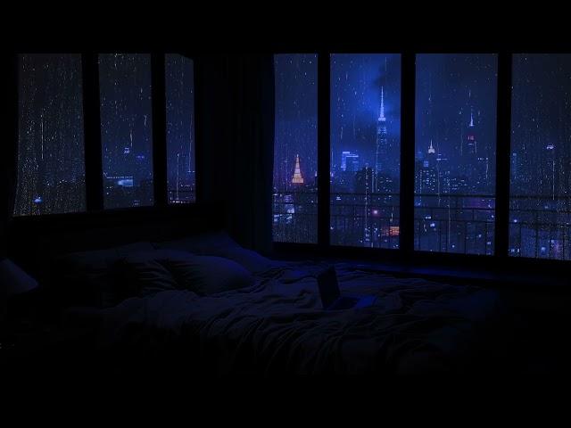 Relaxing Sound of Rain in the Dark Bedroom ( No Ads) ️- Rain Sounds for Sleep , Study ,Meditation