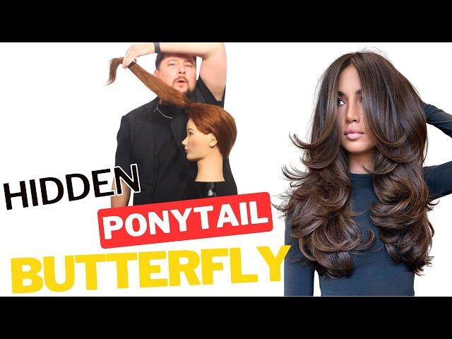 Easy HIDDEN ponytail BUTTERFLY haircut