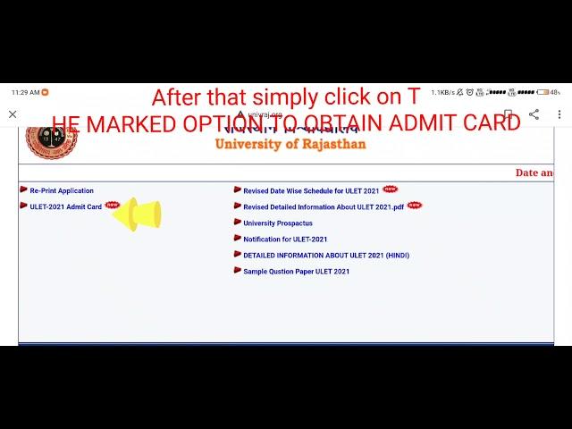 RAJASTHAN UNIVERSITY HOW TO DOWNLOAD ADMIT CARD 2021 ULET EXAM FULL PROCEDURE STEP BY STEP