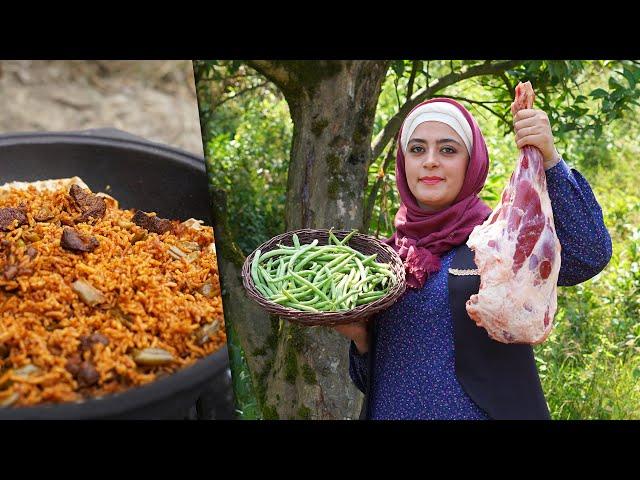 LOOBIA POLO (Persian Green Bean Rice) with SHIRAZI SALAD | An Original Iranian Taste | Rural Cuisine