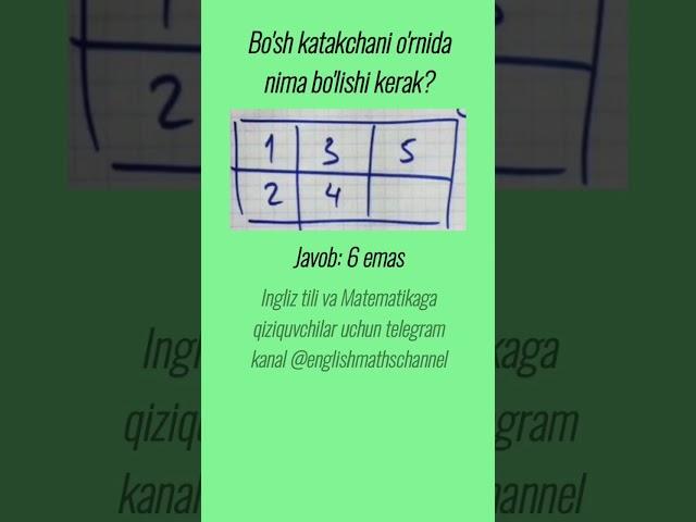 Mantiqiy savol #matematika #matematik #boshqotirma #testlar #shorts