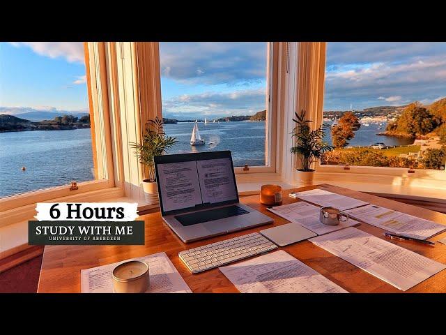 6 HOUR STUDY WITH ME on A RAINY DAY | 10-min Break, No music, Study with Merve